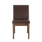 Chaise de salle à manger sans accoudoirs, Hévéa au grain naturel, Similicuir marron