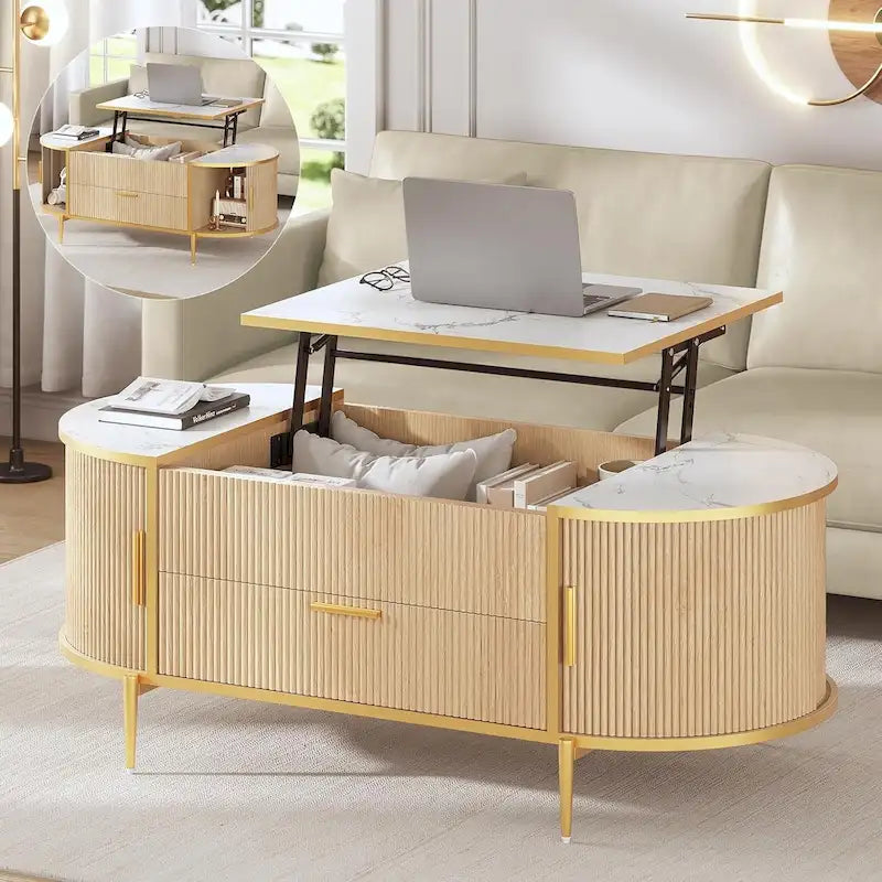 Table basse relevable Compartiment de rangement Porte de grange