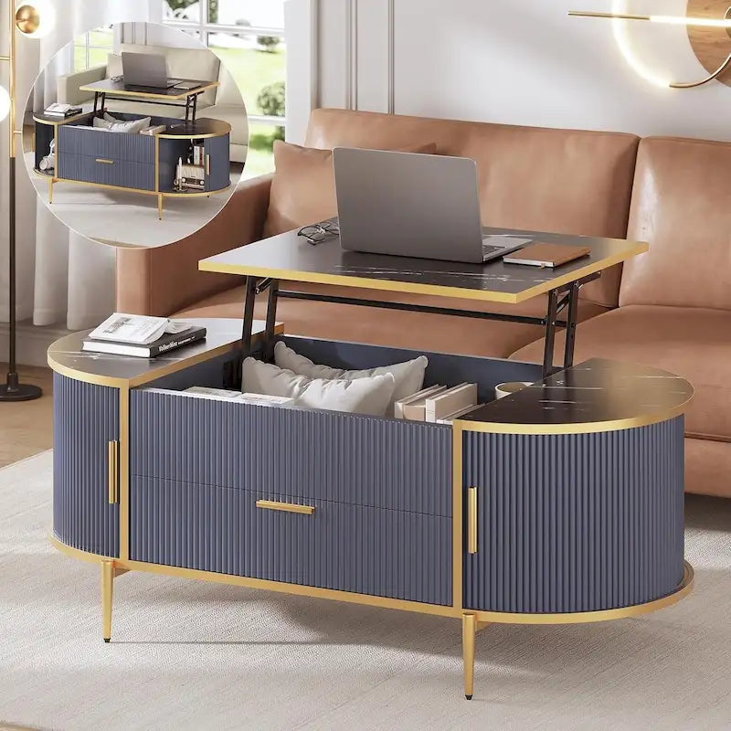 Table basse relevable Compartiment de rangement Porte de grange