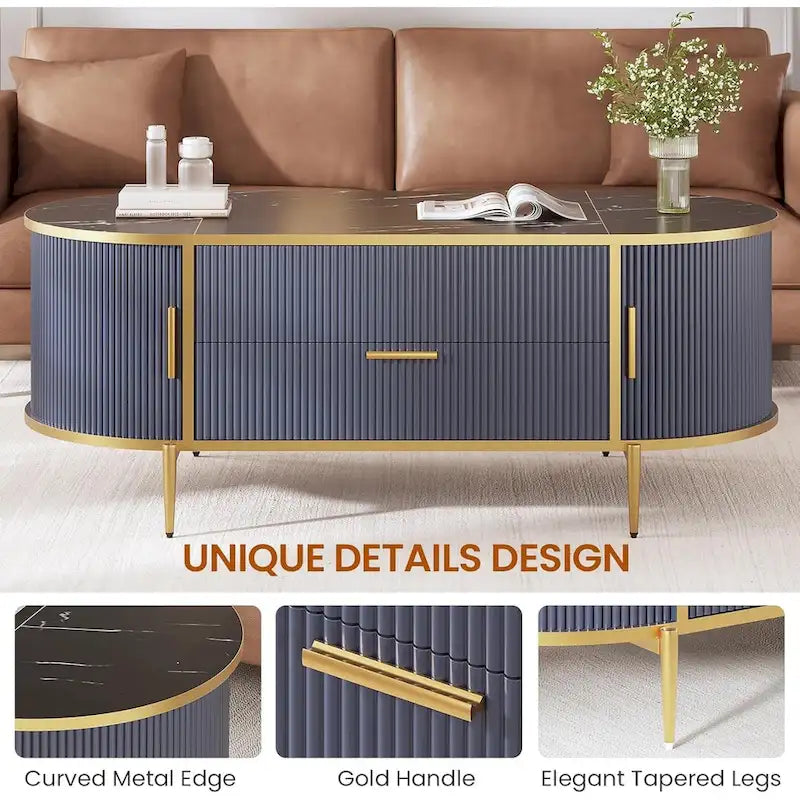Table basse relevable Compartiment de rangement Porte de grange