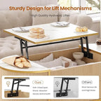 Table basse relevable Compartiment de rangement Porte de grange