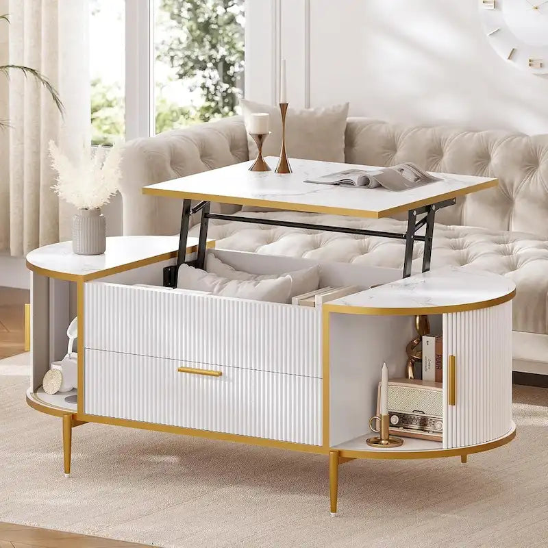 Table basse relevable Compartiment de rangement Porte de grange