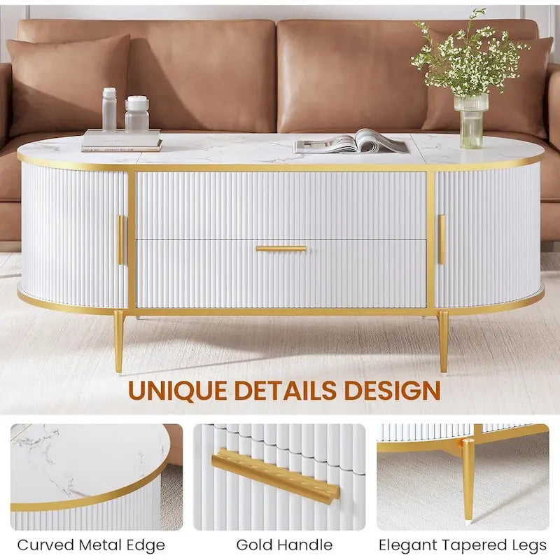 Table basse relevable Compartiment de rangement Porte de grange