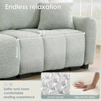 Canapé d'angle en tissu bouclé avec pouf mobile