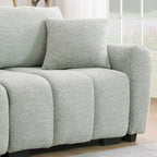 Canapé d'angle en tissu bouclé avec pouf mobile