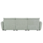 Canapé d'angle en tissu bouclé avec pouf mobile