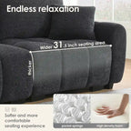 Canapé d'angle en tissu bouclé avec pouf mobile