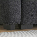 Canapé d'angle en tissu bouclé avec pouf mobile