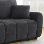 Canapé d'angle en tissu bouclé avec pouf mobile