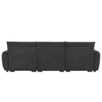 Canapé d'angle en tissu bouclé avec pouf mobile