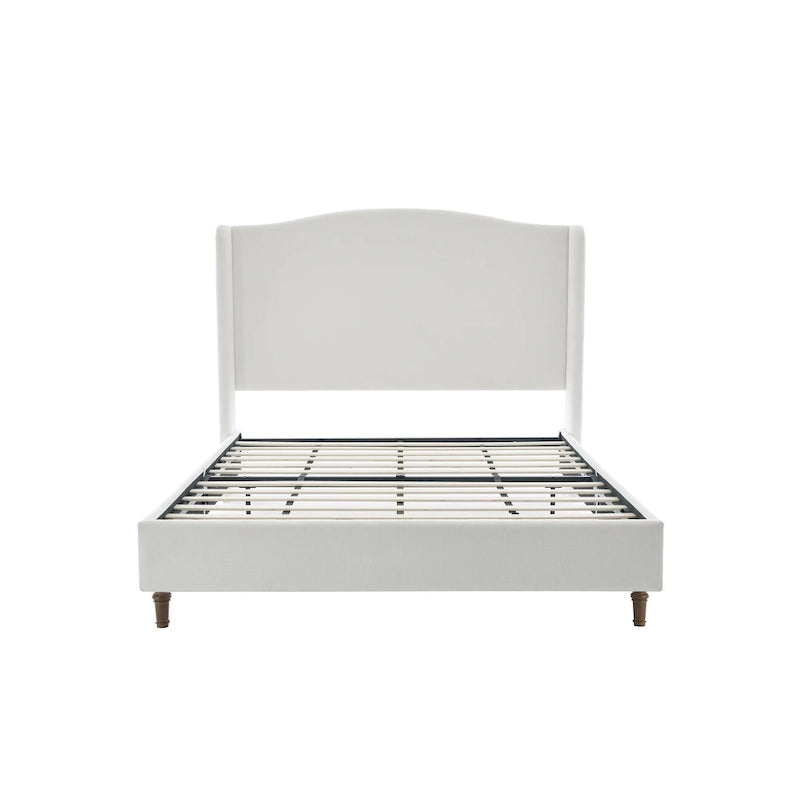 Lit King à dossier d'oreille rembourré | Tête de lit Camelback de 54 po | Chenille crème | 450 kg
