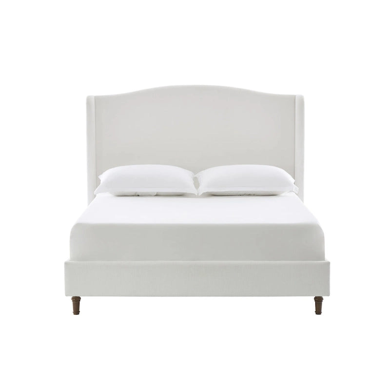 Lit King à dossier d'oreille rembourré | Tête de lit Camelback de 54 po | Chenille crème | 450 kg