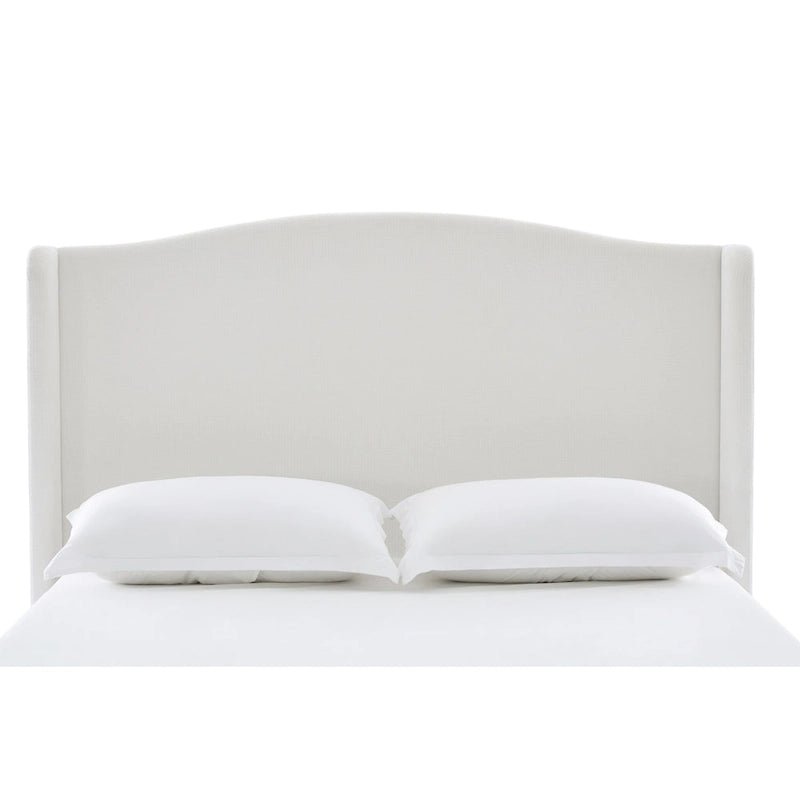 Lit King à dossier d'oreille rembourré | Tête de lit Camelback de 54 po | Chenille crème | 450 kg