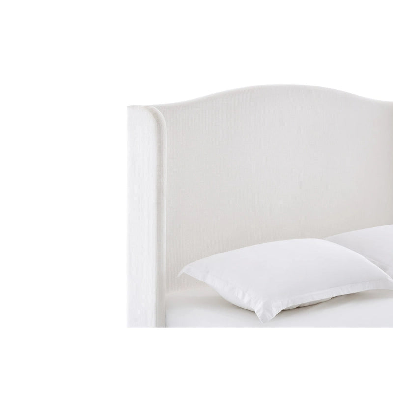 Lit King à dossier d'oreille rembourré | Tête de lit Camelback de 54 po | Chenille crème | 450 kg