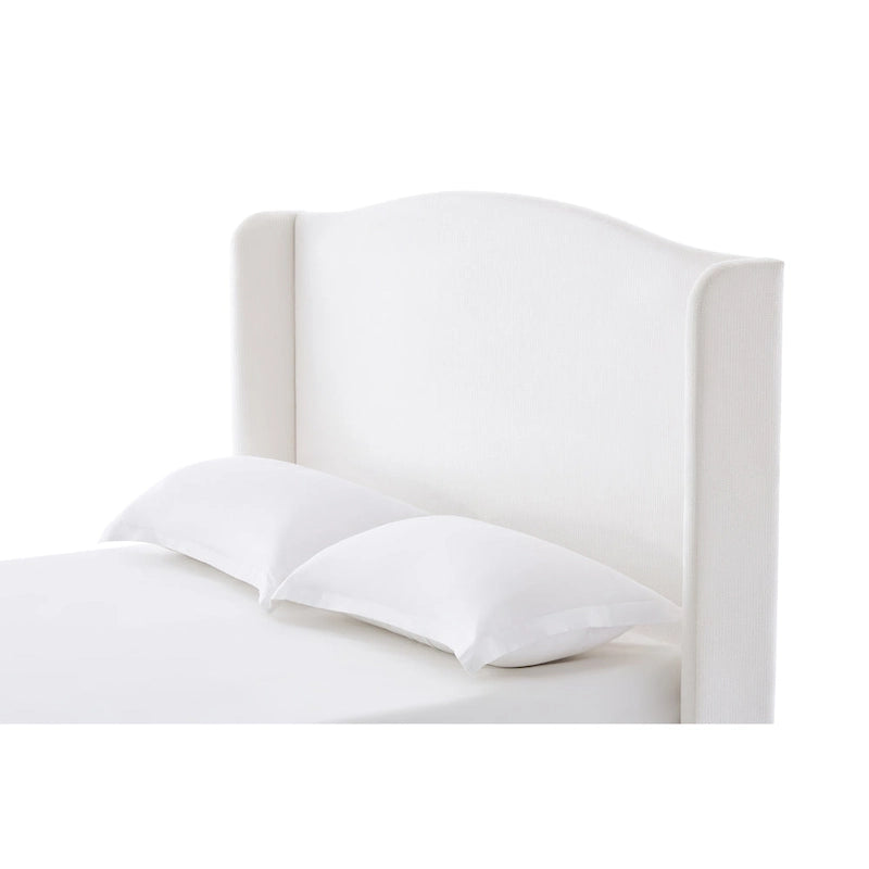 Lit King à dossier d'oreille rembourré | Tête de lit Camelback de 54 po | Chenille crème | 450 kg