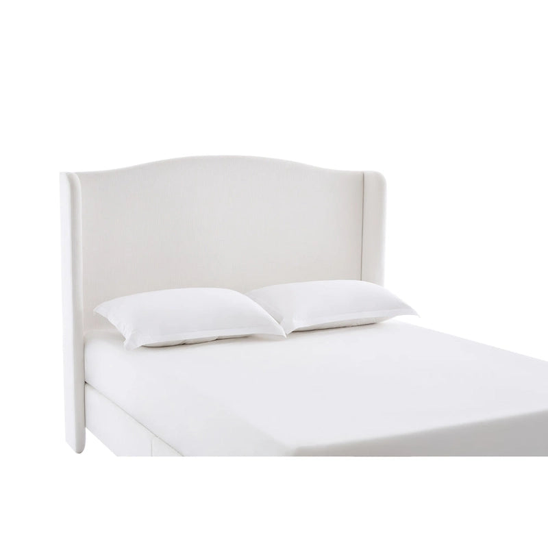 Lit King à dossier d'oreille rembourré | Tête de lit Camelback de 54 po | Chenille crème | 450 kg