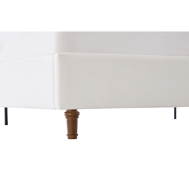 Lit King à dossier d'oreille rembourré | Tête de lit Camelback de 54 po | Chenille crème | 450 kg