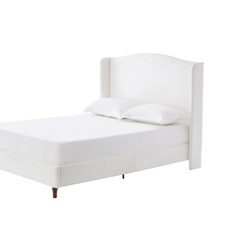 Lit King à dossier d'oreille rembourré | Tête de lit Camelback de 54 po | Chenille crème | 450 kg