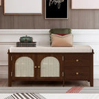 Banc de rangement à chaussures rétro avec tiroirs et coussin pour l'entrée ou le salon