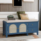 Banc de rangement à chaussures rétro avec tiroirs et coussin pour l'entrée ou le salon