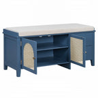 Banc de rangement à chaussures rétro avec tiroirs et coussin pour l'entrée ou le salon