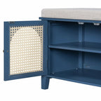 Banc de rangement à chaussures rétro avec tiroirs et coussin pour l'entrée ou le salon
