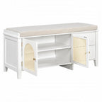 Banc de rangement à chaussures rétro avec tiroirs et coussin pour l'entrée ou le salon
