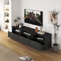Meuble TV 180 cm | 3 étagères ouvertes et 3 tiroirs | Noir | Panneau haute densité | Compatible TV jusqu'à 80 pouces