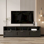 Meuble TV 180 cm | 3 étagères ouvertes et 3 tiroirs | Noir | Panneau haute densité | Compatible TV jusqu'à 80 pouces