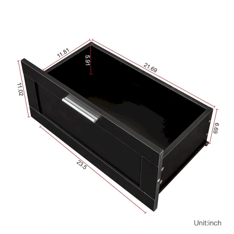 Meuble TV 180 cm | 3 étagères ouvertes et 3 tiroirs | Noir | Panneau haute densité | Compatible TV jusqu'à 80 pouces