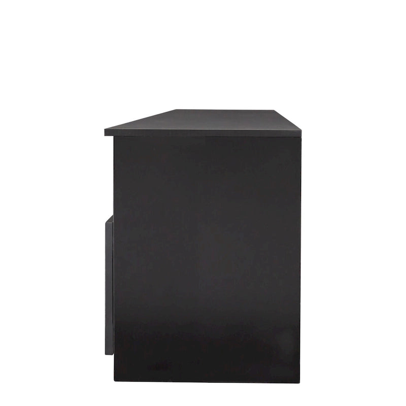 Meuble TV 180 cm | 3 étagères ouvertes et 3 tiroirs | Noir | Panneau haute densité | Compatible TV jusqu'à 80 pouces