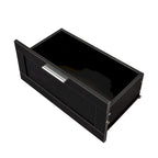 Meuble TV 180 cm | 3 étagères ouvertes et 3 tiroirs | Noir | Panneau haute densité | Compatible TV jusqu'à 80 pouces