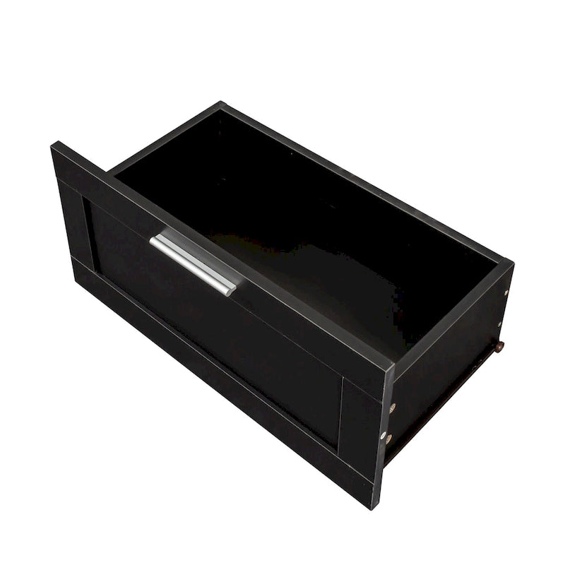 Meuble TV 180 cm | 3 étagères ouvertes et 3 tiroirs | Noir | Panneau haute densité | Compatible TV jusqu'à 80 pouces