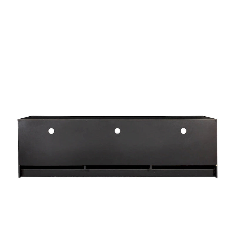Meuble TV 180 cm | 3 étagères ouvertes et 3 tiroirs | Noir | Panneau haute densité | Compatible TV jusqu'à 80 pouces
