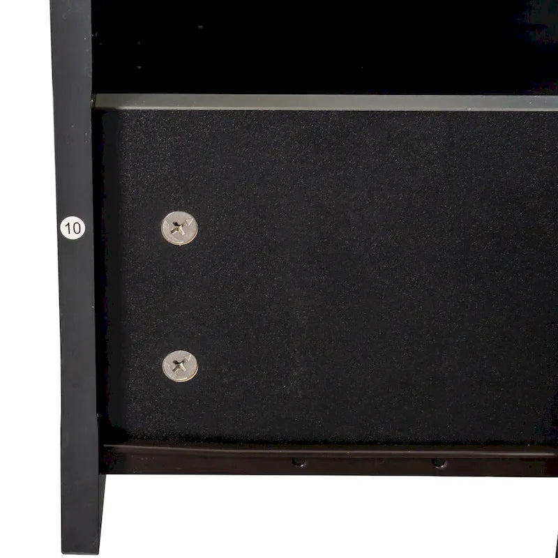 Meuble TV 180 cm | 3 étagères ouvertes et 3 tiroirs | Noir | Panneau haute densité | Compatible TV jusqu'à 80 pouces