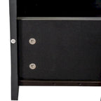 Meuble TV 180 cm | 3 étagères ouvertes et 3 tiroirs | Noir | Panneau haute densité | Compatible TV jusqu'à 80 pouces