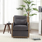 Fauteuil pivotant à 360° | Cadre en bois dur | Rembourrage en mousse | 136 kg | 68 cm H