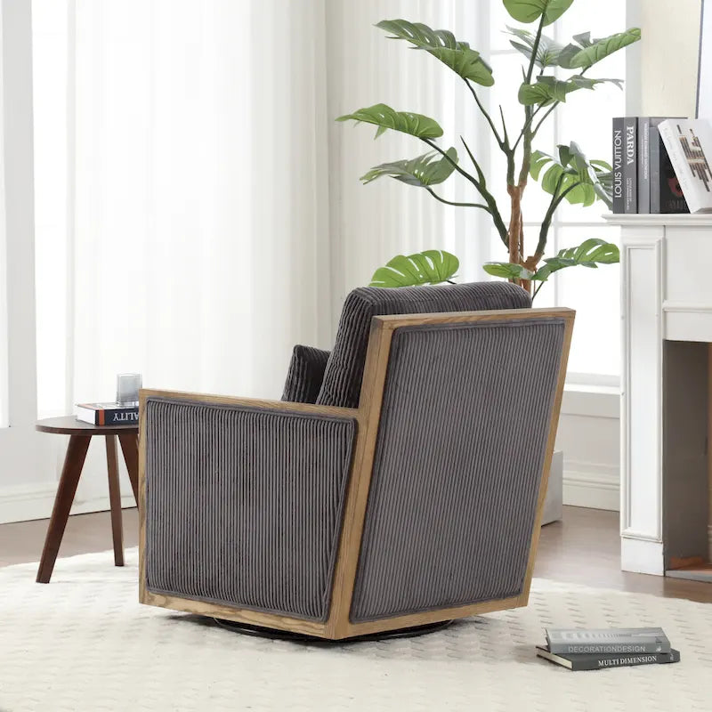 Fauteuil pivotant à 360° | Cadre en bois dur | Rembourrage en mousse | 136 kg | 68 cm H