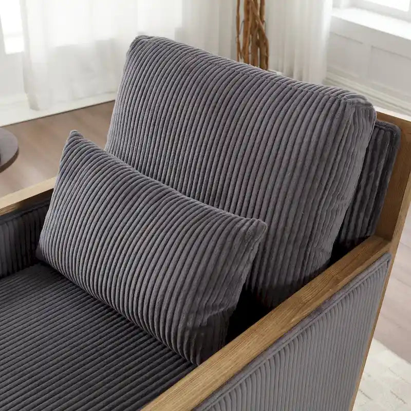 Fauteuil pivotant à 360° | Cadre en bois dur | Rembourrage en mousse | 136 kg | 68 cm H