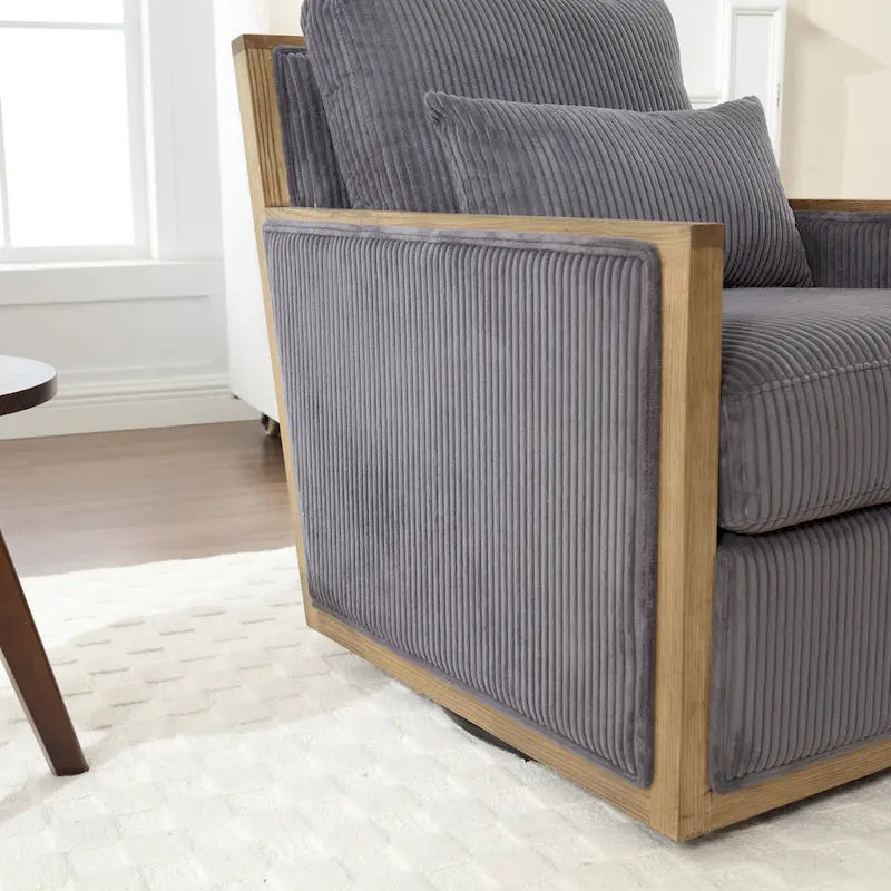 Fauteuil pivotant à 360° | Cadre en bois dur | Rembourrage en mousse | 136 kg | 68 cm H