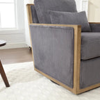 Fauteuil pivotant à 360° | Cadre en bois dur | Rembourrage en mousse | 136 kg | 68 cm H