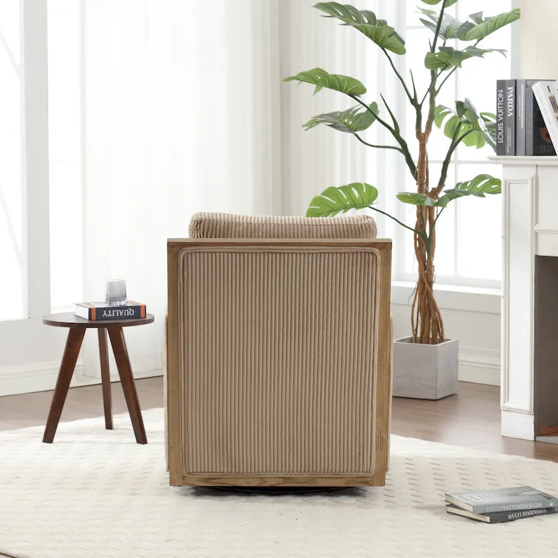 Fauteuil pivotant à 360° | Cadre en bois dur | Rembourrage en mousse | 136 kg | 68 cm H