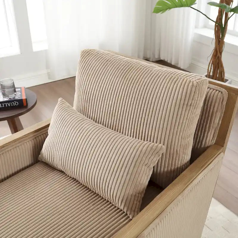 Fauteuil pivotant à 360° | Cadre en bois dur | Rembourrage en mousse | 136 kg | 68 cm H
