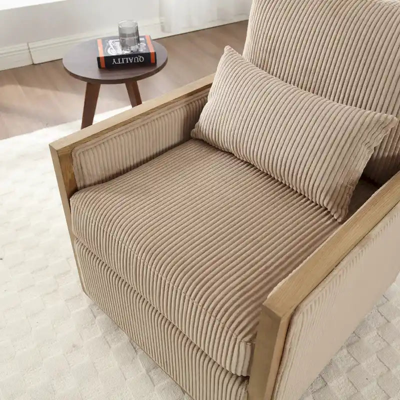 Fauteuil pivotant à 360° | Cadre en bois dur | Rembourrage en mousse | 136 kg | 68 cm H