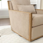 Fauteuil pivotant à 360° | Cadre en bois dur | Rembourrage en mousse | 136 kg | 68 cm H