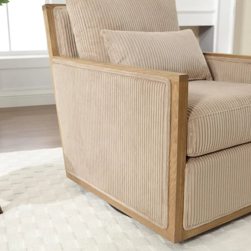 Fauteuil pivotant à 360° | Cadre en bois dur | Rembourrage en mousse | 136 kg | 68 cm H