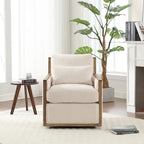 Fauteuil pivotant à 360° | Cadre en bois dur | Rembourrage en mousse | 136 kg | 68 cm H