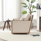 Fauteuil pivotant à 360° | Cadre en bois dur | Rembourrage en mousse | 136 kg | 68 cm H