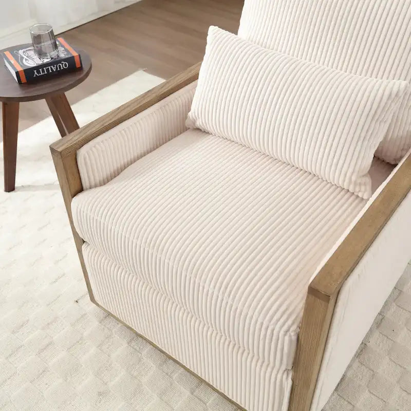 Fauteuil pivotant à 360° | Cadre en bois dur | Rembourrage en mousse | 136 kg | 68 cm H