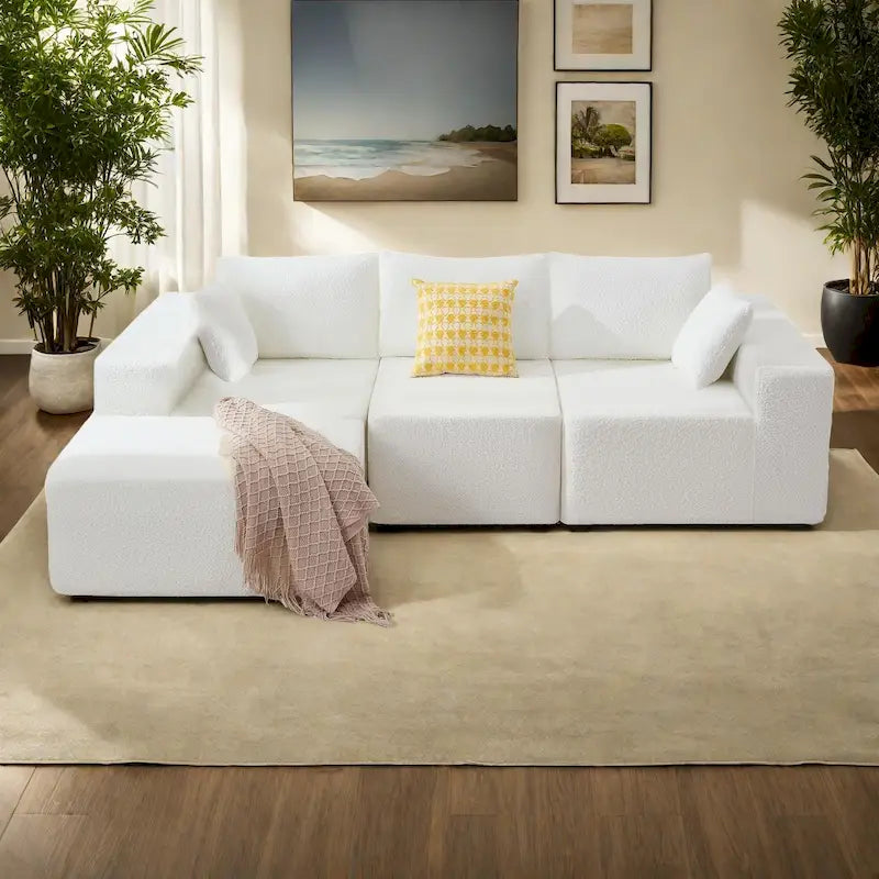 Canapé sectionnel modulaire en tissu 103 avec sièges profonds, canapé d'angle en L et chaise longue, aucun assemblage requis